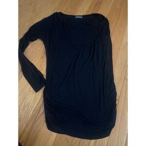 Michael Stars Black one sided Long Sleeve Ruched mini Dress For Women one size